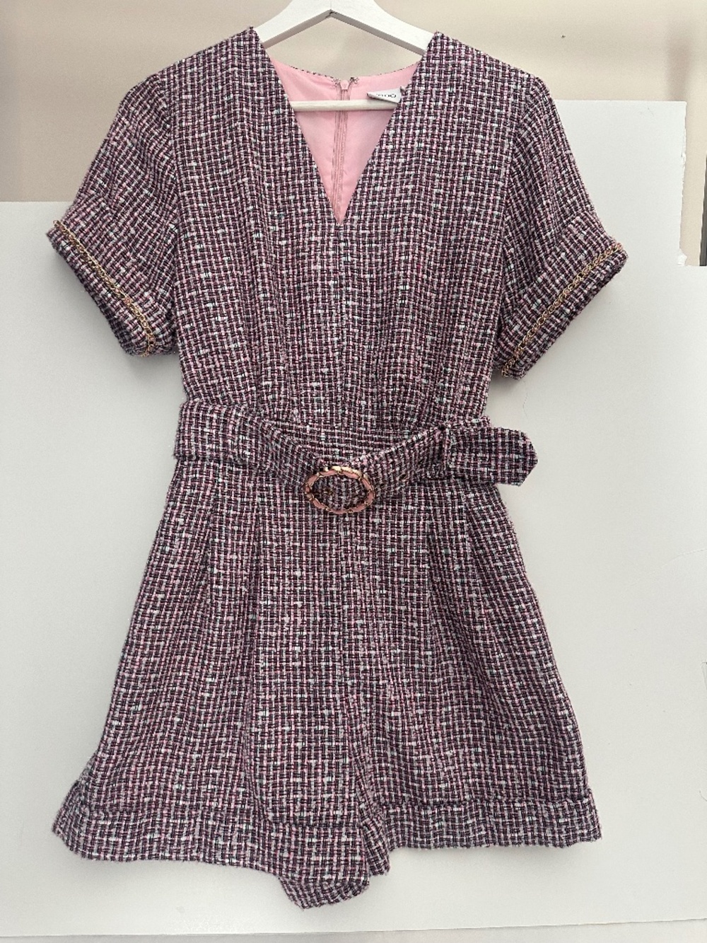 Tweed purple playsuit size 38 (fits like a US size M)